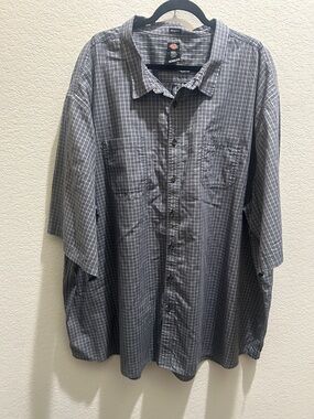Dickies Men's Gray Plaid Button-Up Shirt 6XL